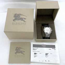 Burberry Watch White Silver BU2303 f-19784 Men's SS Quartz BURBERRY Heritage Check Battery Operated