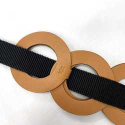 LOEWE belt brown black ec-20209 leather canvas waist free size ring women's retro