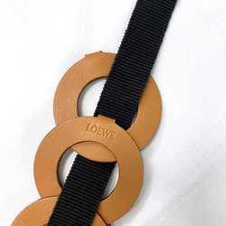 LOEWE belt brown black ec-20209 leather canvas waist free size ring women's retro