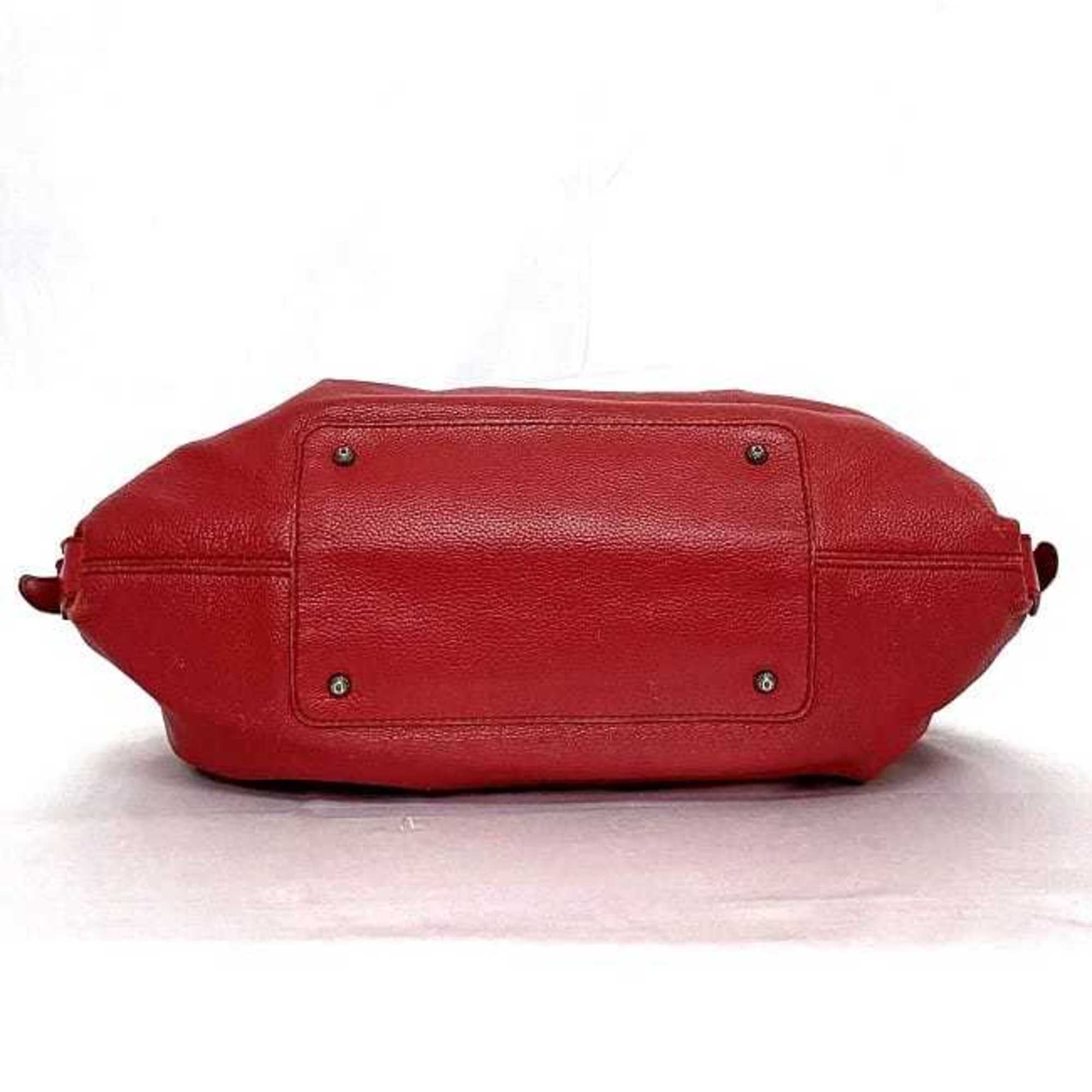 Salvatore Ferragamo Tote Bag Red Gancini GG21 A055 ec-20160 Leather Charm Women's