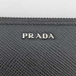 Prada Round Long Wallet Black NERO 2ML317 f-20307 Saffiano Leather PRADA Grain Men's Women's