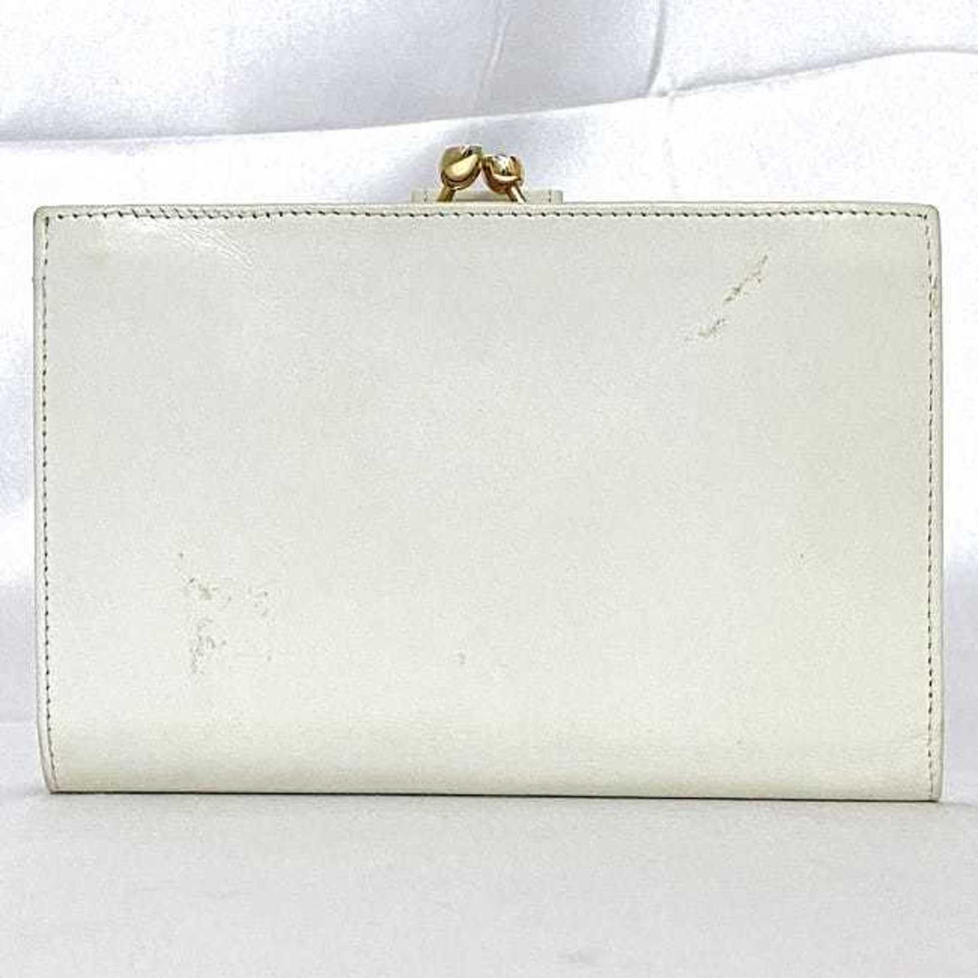 Gucci Bi-fold Wallet White Old ec-20199 Leather GUCCI Compact GG Retro Women's