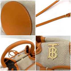 Burberry Shoulder Bag Beige Orange TB - f-20328 Bucket Canvas Leather BURBERRY