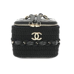 CHANEL Small Vanity Chain Shoulder Black Champagne AP2470 Women's Lambskin Wool Bag
