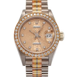 ROLEX Rolex Datejust 10P Diamond Bezel 69139GBIC Ladies WG YG PG Watch Automatic Champagne Engraved Computer Dial