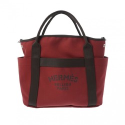 HERMES Hermes Sac de Pansage Groom Rouge H Chocolat - B stamp (around 2023) Women's Toile Military Tote Bag