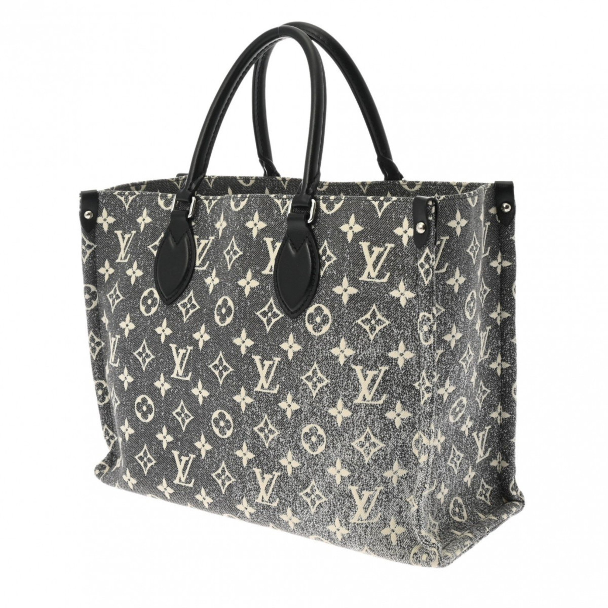 LOUIS VUITTON Louis Vuitton Monogram Jacquard Denim On the Go MM Gray M46448 Women's Tote Bag
