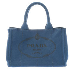 PRADA Prada Canapa Dark Blue 1BG439 Women's Canvas Tote Bag