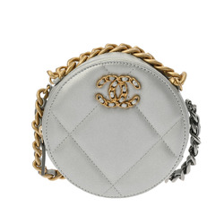 CHANEL Chanel Matelasse 19 Round Shoulder Silver Tone AP0945 Women's Lambskin Bag