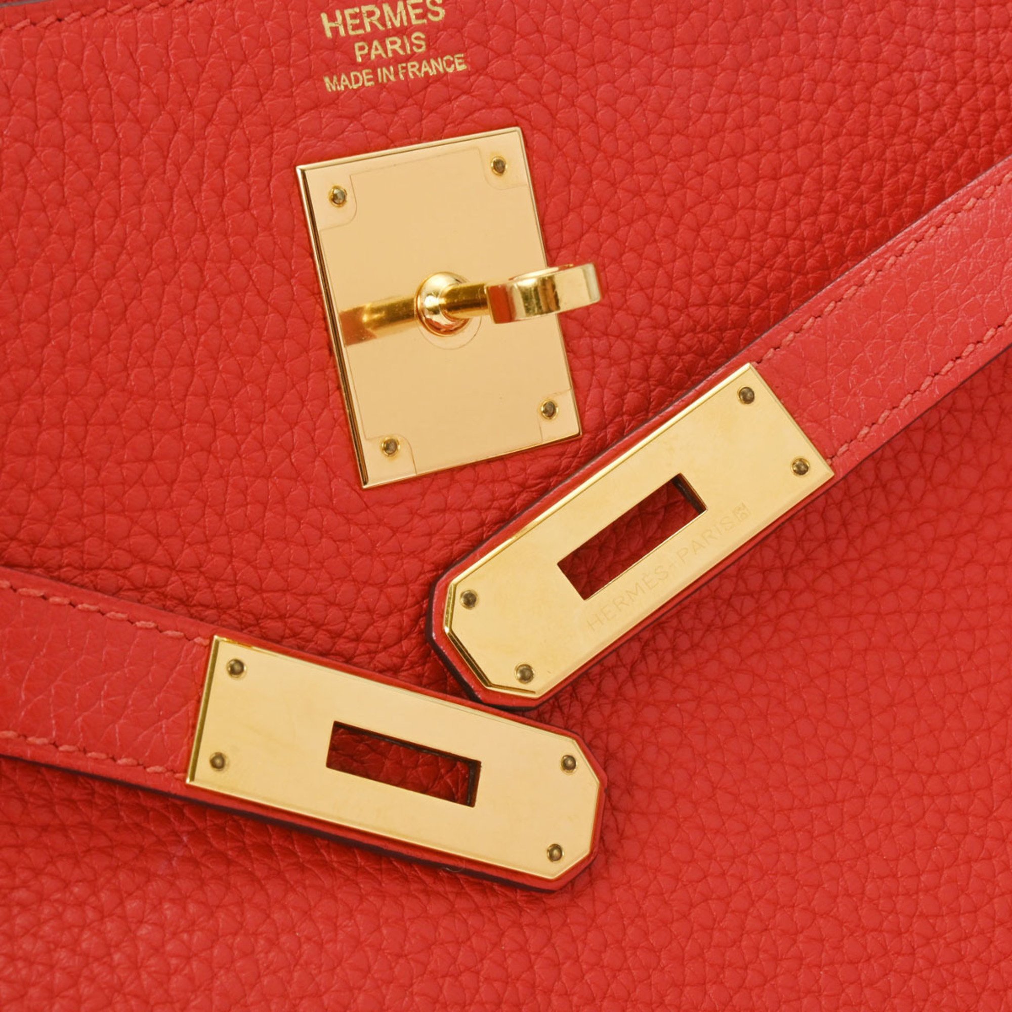 HERMES Kelly 32 Inner Stitching Rose Jaipur - X Stamp (around 2016) Women's Taurillon Clemence Handbag