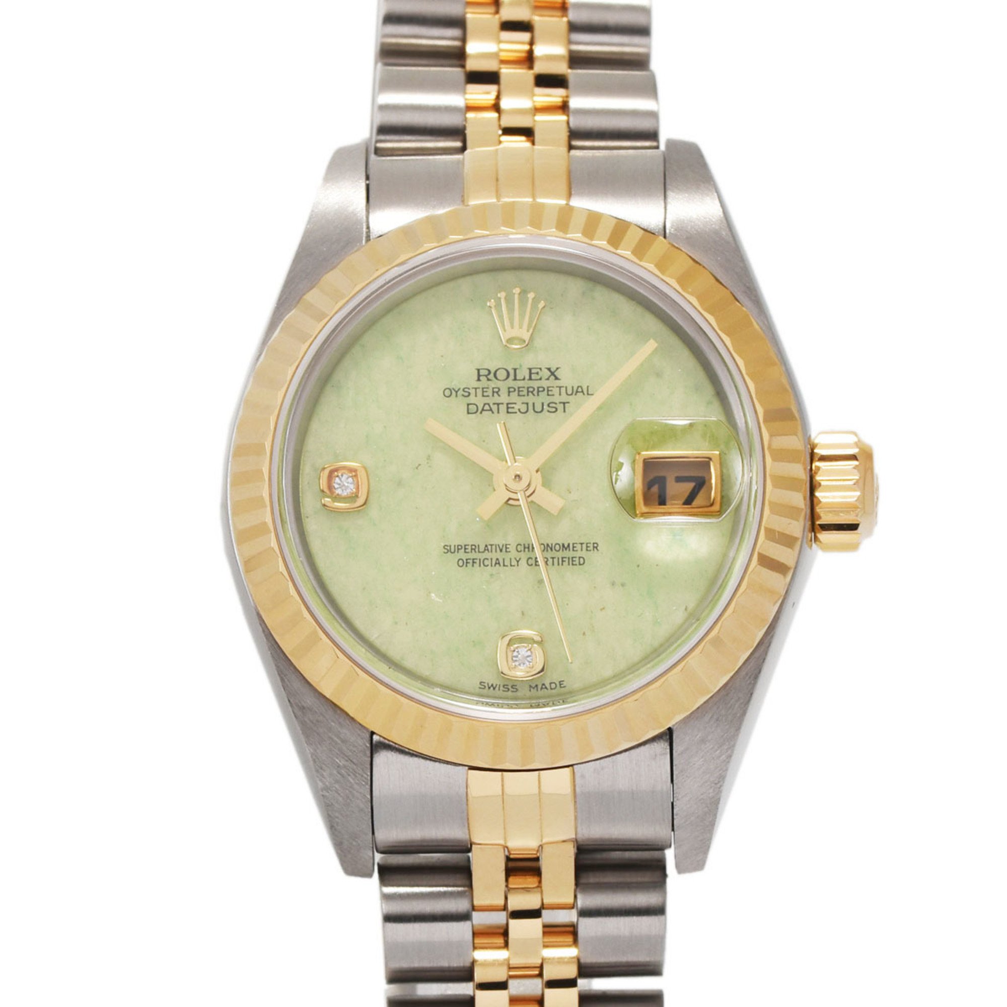 ROLEX Rolex Datejust 2P Diamond 791732BR Ladies SS YG Watch Automatic Green Jade Dial