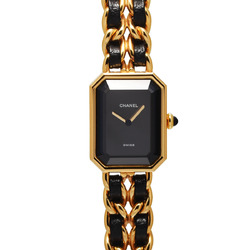 CHANEL Premiere M size H0001 Ladies GP Leather Watch Quartz Black Dial
