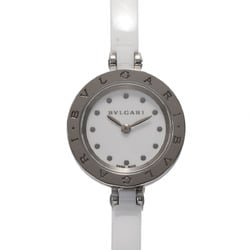 BVLGARI B-ZERO1 Bangle Watch BZ22S Ladies SS Ceramic Wristwatch Quartz White Dial