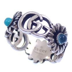 Gucci Double G Ring for Women, Mother of Pearl, SV925, Size 14, #15, 4.9g, Silver, Flower