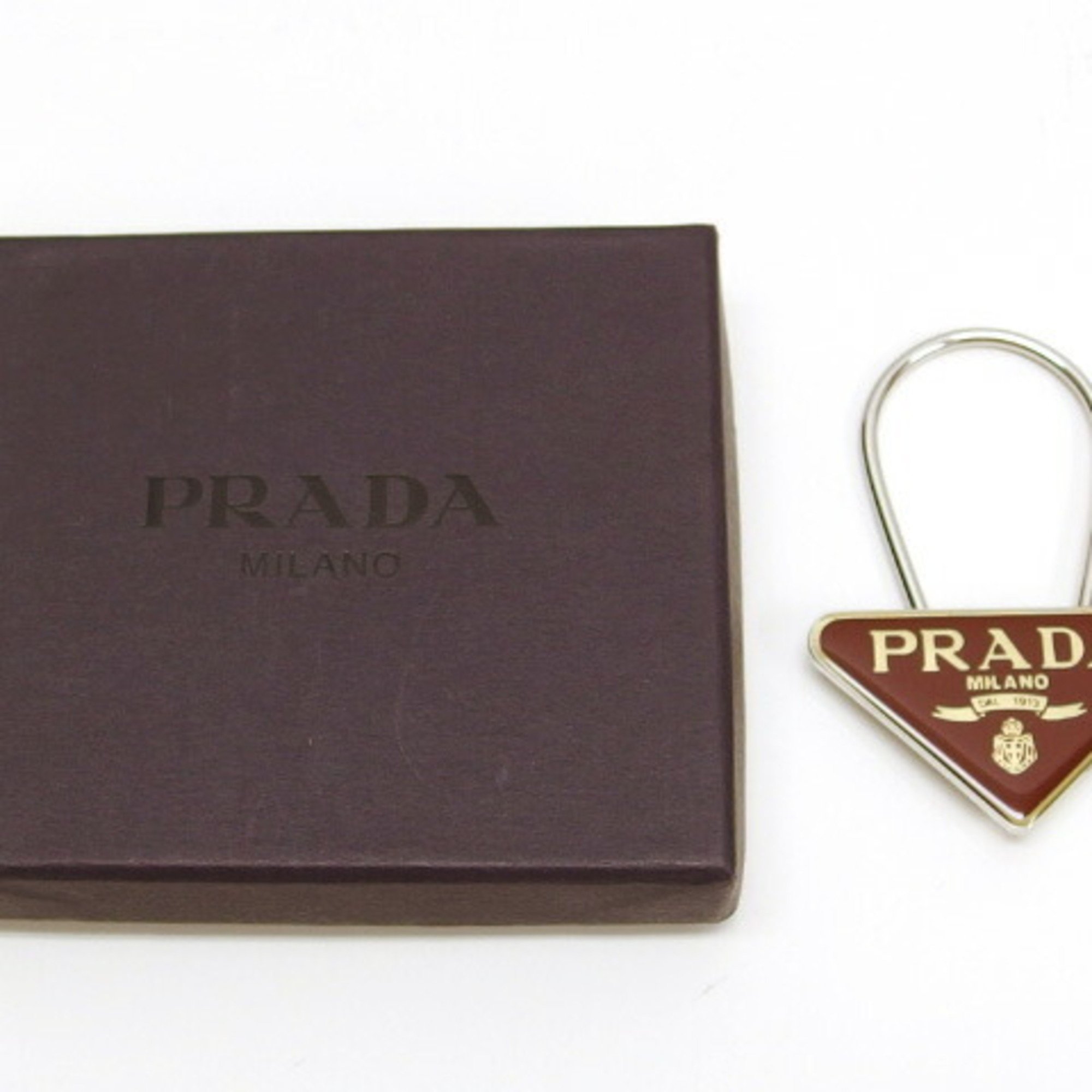 Prada Triangle Key Hook Charm Bordeaux (Deep Red)