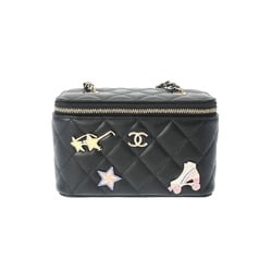 CHANEL Chanel Matelasse Chain Vanity Black AP1341 Women's Lambskin Shoulder Bag