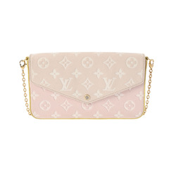 LOUIS VUITTON Louis Vuitton Monogram Empreinte Pochette Felicie Chain Wallet Pink Beige M81359 Women's Leather Shoulder Bag