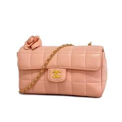 Chanel Shoulder Bag Chocolate Bar Chain Lambskin Pink Women's