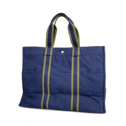 Hermes Tote Bag Foult GM Canvas Navy Women's