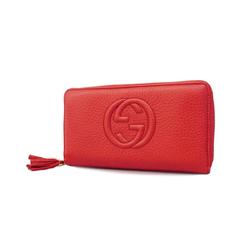 Gucci Long Wallet Soho 308280 Leather Red Champagne Women's