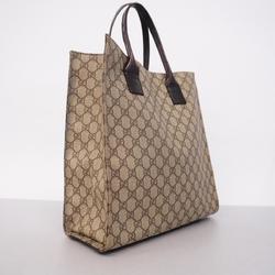 Gucci Tote Bag GG Supreme 91249 Leather Brown Women's