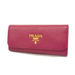 Prada key case in saffiano leather, pink, for women