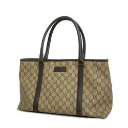 Gucci Tote Bag GG Supreme 114595 Leather Black Women's