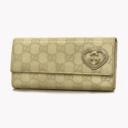 Gucci Long Wallet Guccissima 245728 Leather Ivory Champagne Women's