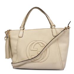 Gucci handbag Soho 369176 leather white ladies