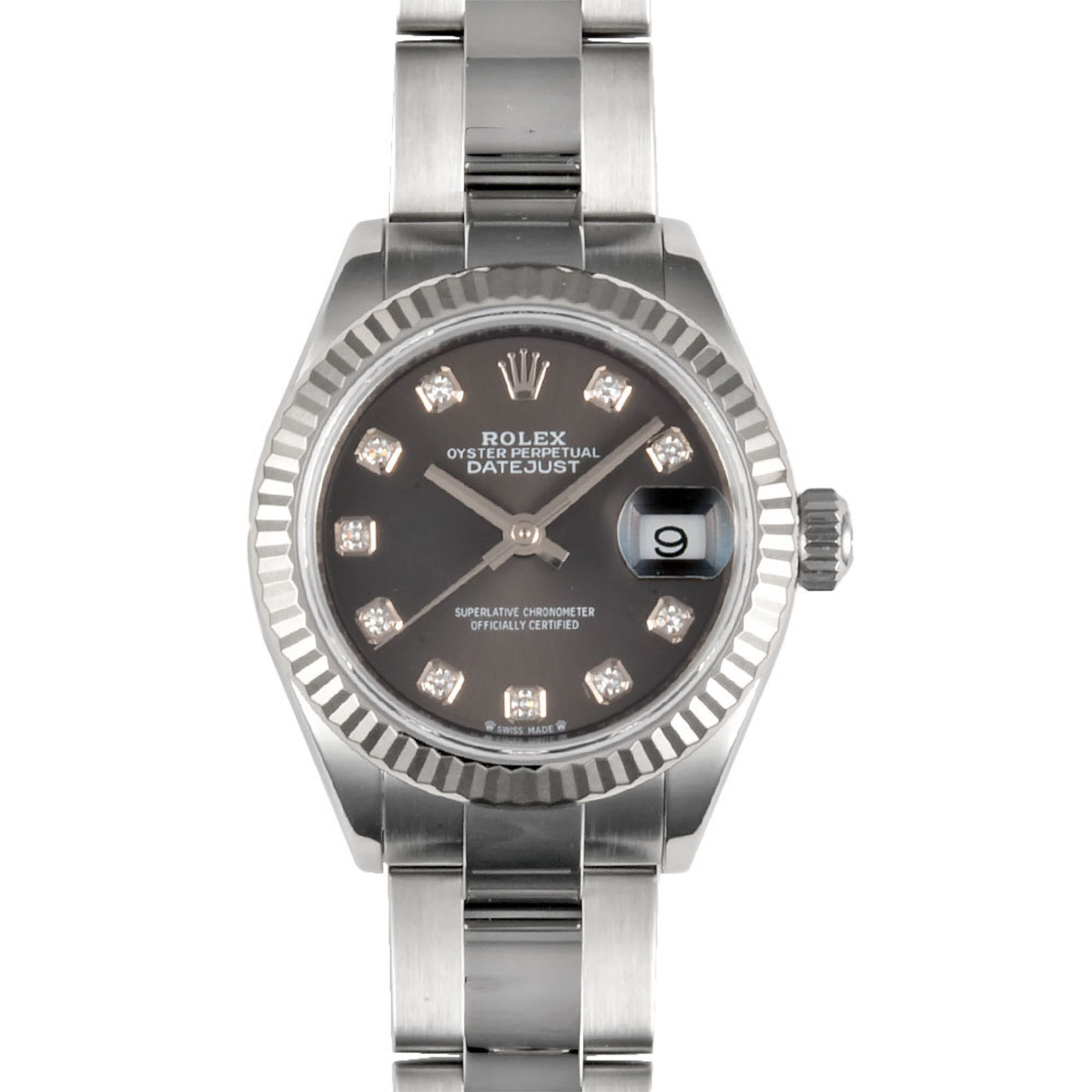 Rolex ROLEX 279174G Datejust 28 Random Wristwatch Automatic Dark Gray Dial SS x WG 10P Diamond Index Oyster Bracelet Ladies