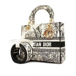 Christian Dior handbag Lady Dee-Lite canvas black white champagne ladies