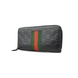 Gucci Long Wallet Sherry Line Guccissima 408831 Leather Black Men's Women's