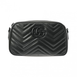 GUCCI GG Marmont Small Shoulder Bag, Black, Black Hardware, 447632, Women's Leather Bag