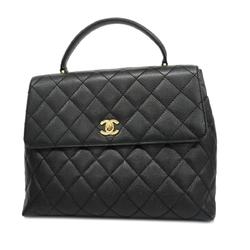 Chanel handbag Matelasse caviar skin black champagne ladies