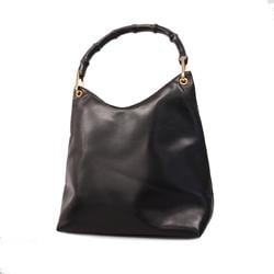 Gucci Shoulder Bag Bamboo 001 3007 Leather Black Women's