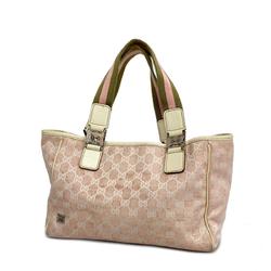 Gucci Tote Bag GG Canvas 145810 Ivory Pink Women's