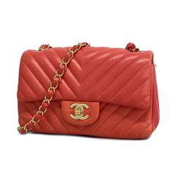 Chanel Shoulder Bag V Stitch Chain Lambskin Pink Champagne Women's