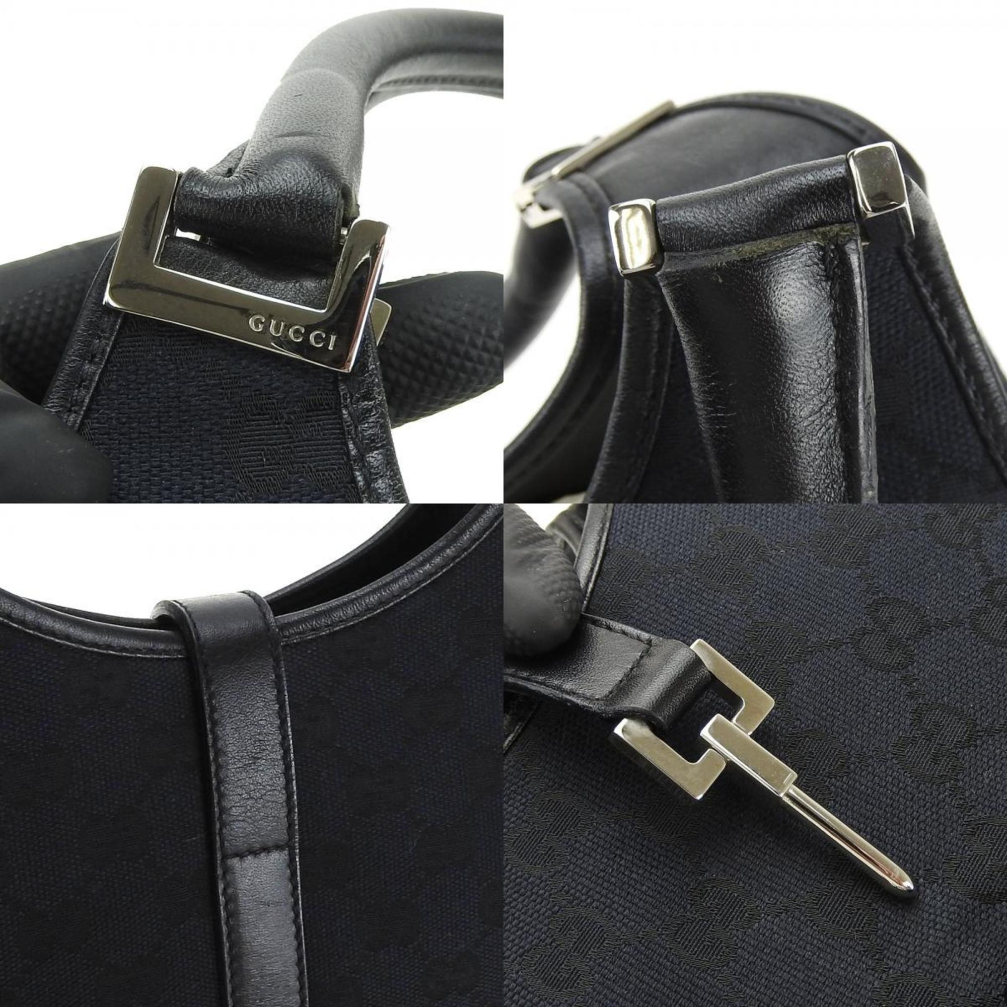 Gucci Jackie 002.1067 Women's GG Canvas,Leather Handbag Black