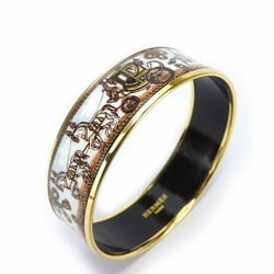 Hermes bracelet enamel metal cloisonné multicolor white brown gold carriage bangle women's HERMES
