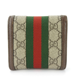 Gucci Bi-fold Wallet GG 598662 Sherry Line Off-White Supreme Canvas Leather Brown Accessories Women's GUCCI