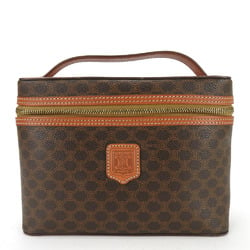 Celine handbag, macadam leather, brown, vanity bag, pouch, women's, CELINE