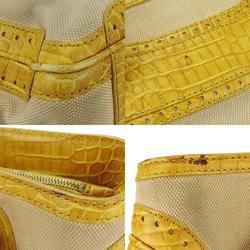 Celine handbag Boogie bag canvas leather yellow beige embossed women's CELINE