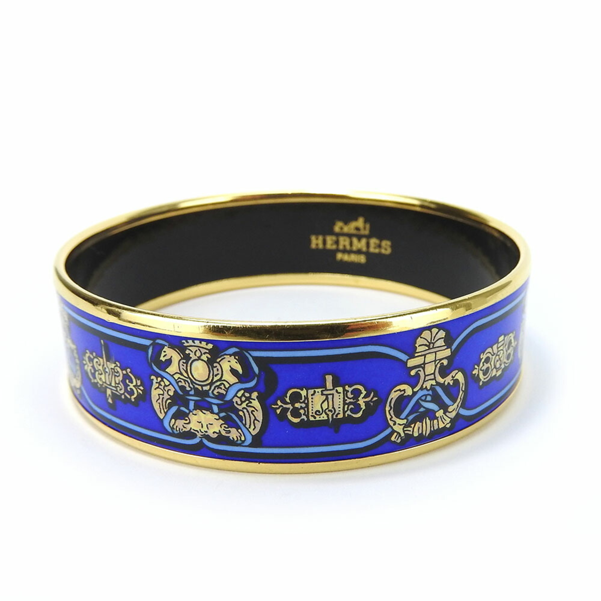 Hermes bracelet enamel metal cloisonné multicolor blue gold bangle for women HERMES