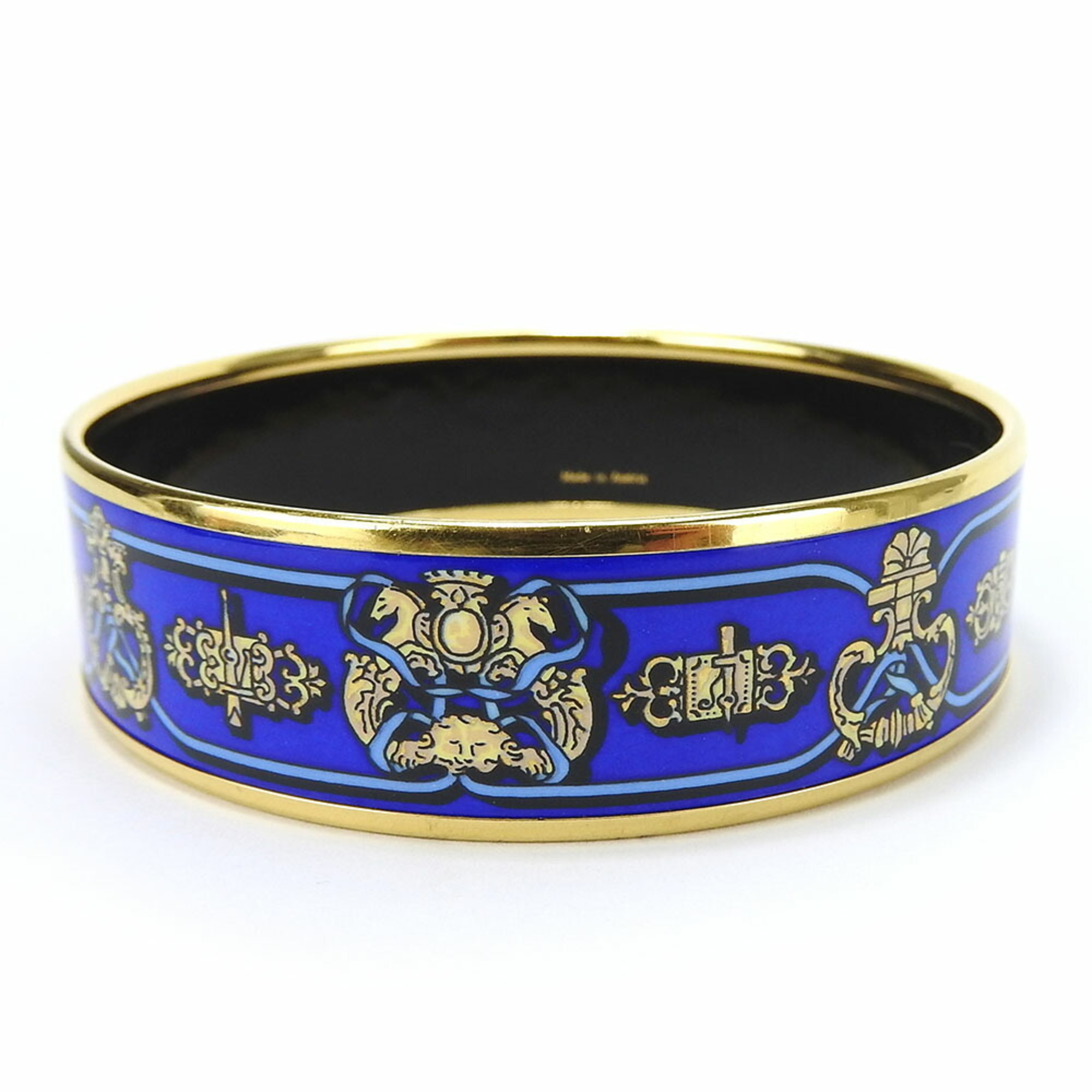 Hermes bracelet enamel metal cloisonné multicolor blue gold bangle for women HERMES