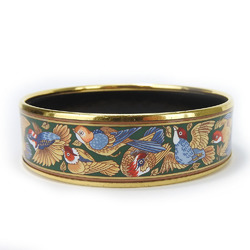 Hermes bracelet enamel metal cloisonné multicolor green gold bird bangle women's HERMES