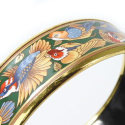 Hermes bracelet enamel metal cloisonné multicolor green gold bird bangle women's HERMES