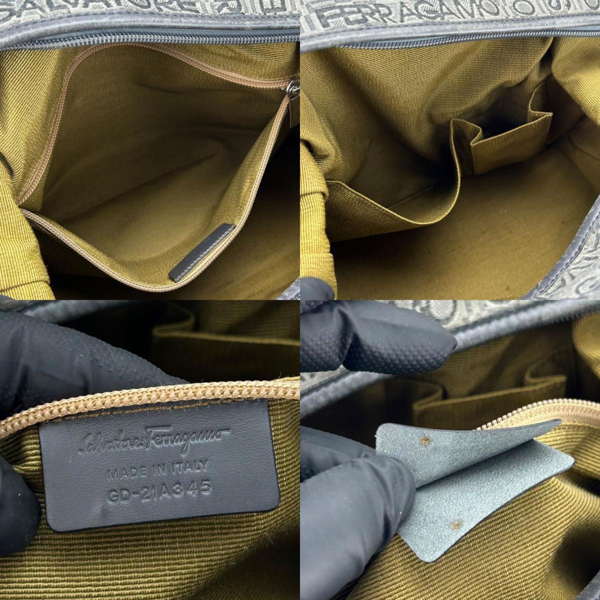 Salvatore Ferragamo Tote Bag GD-21A345 Canvas Leather Grey Women's