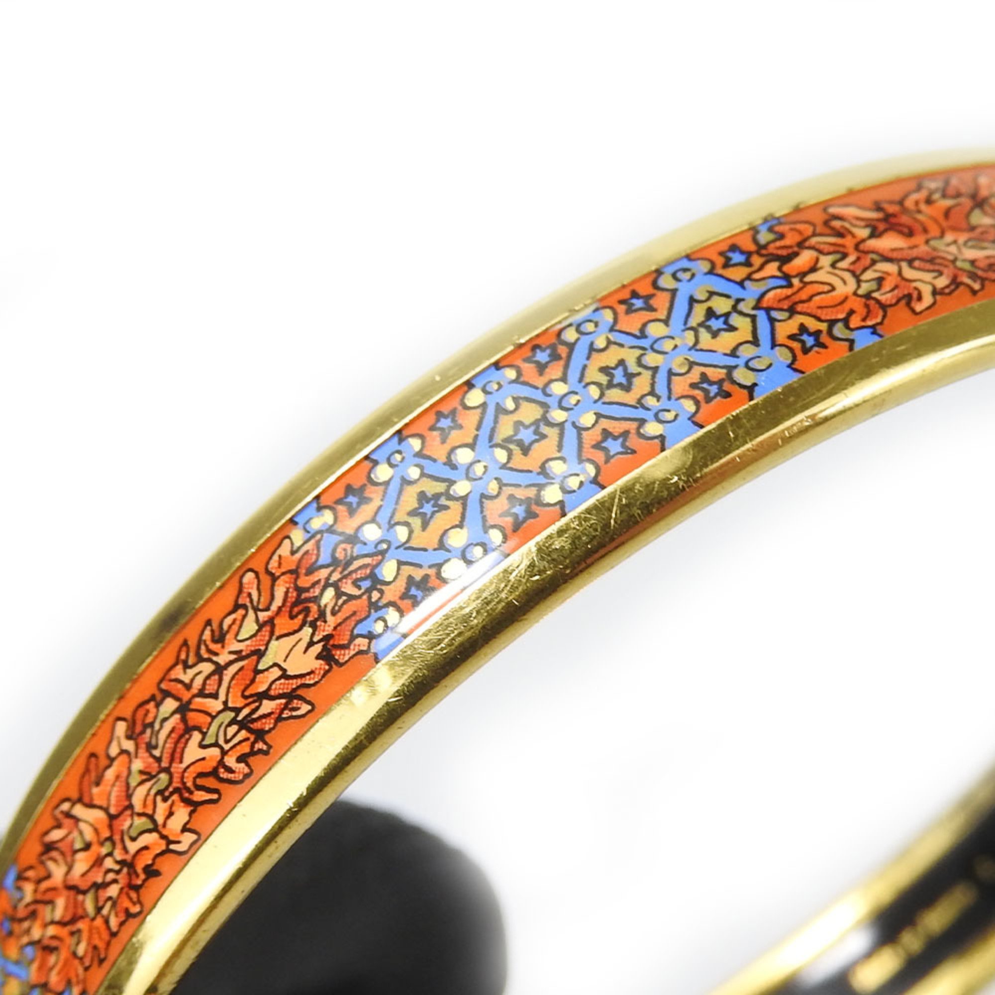 Hermes bracelet enamel PM metal cloisonné multicolor orange blue bangle women's HERMES