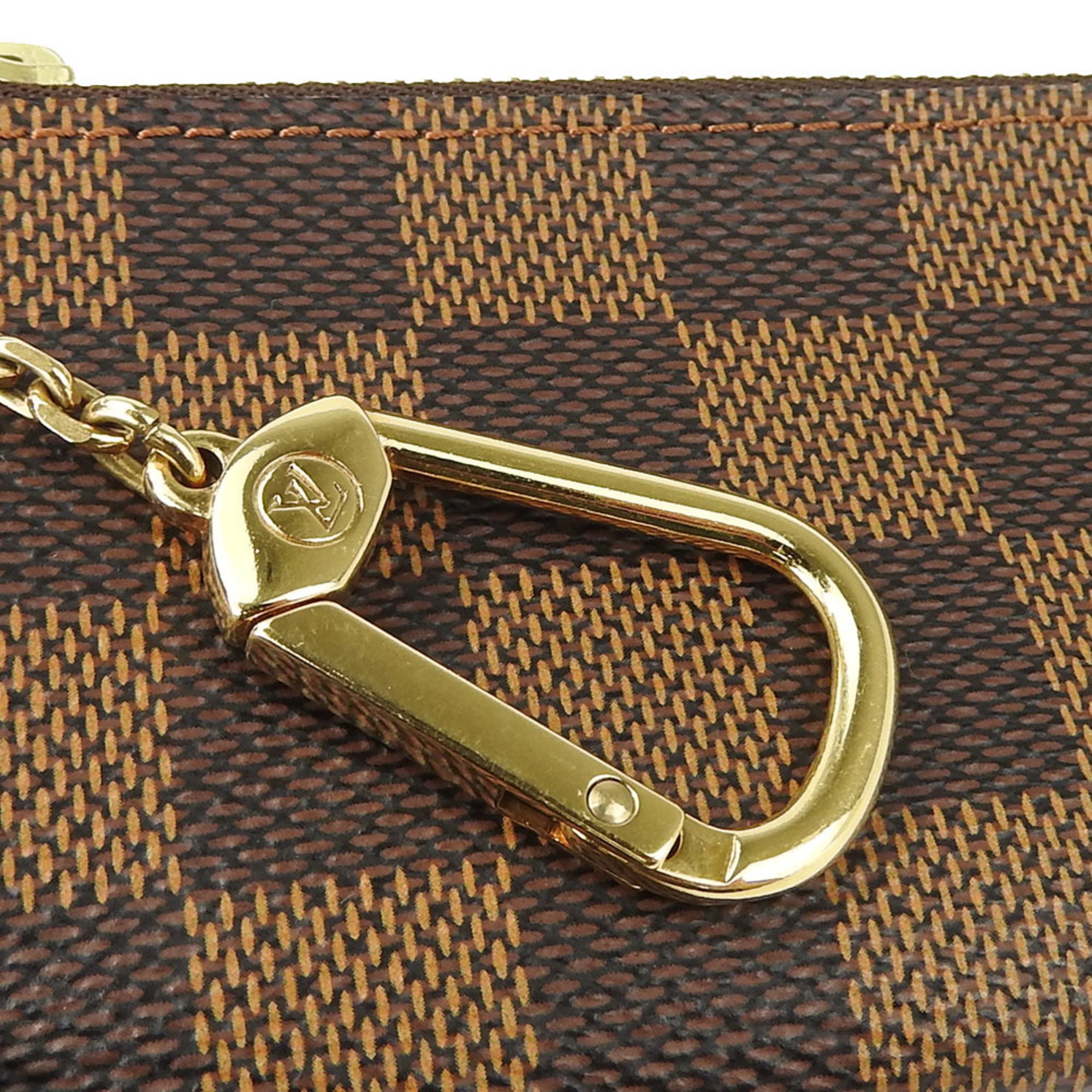 Louis Vuitton Wallet/Coin Case Pochette Cle N62658 Damier Canvas Ebene Brown Accessory Key Ring Women's Men's LOUIS VUITTON