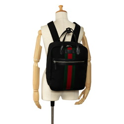 Gucci Sherry Line Backpack 619748 Black Multicolor Canvas Leather Women's GUCCI